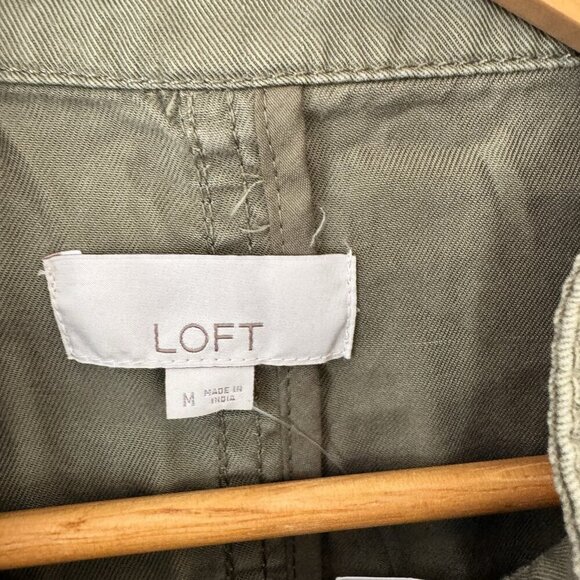 ANN TAYLOR LOFT Blazer Women Size Medium Green Button Up Lightweight Jacket - Picture 4 of 8